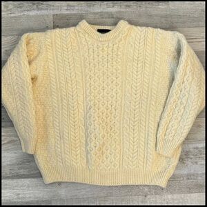 Rue Saint Patrick 100% Wool Ivory Cable Knit Mens Sweater Size XXL Ireland